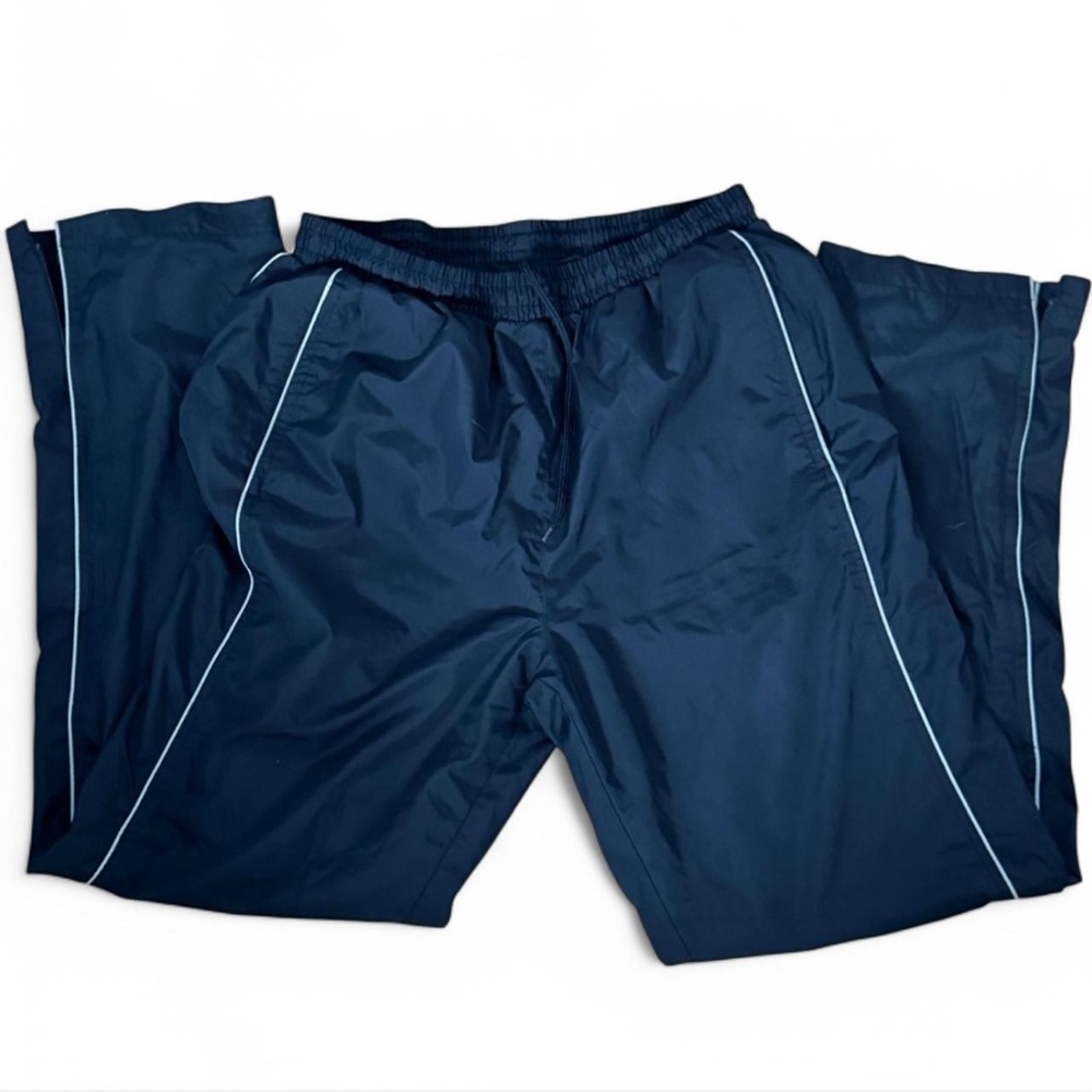 Navy Blue Track Pants with White Accents